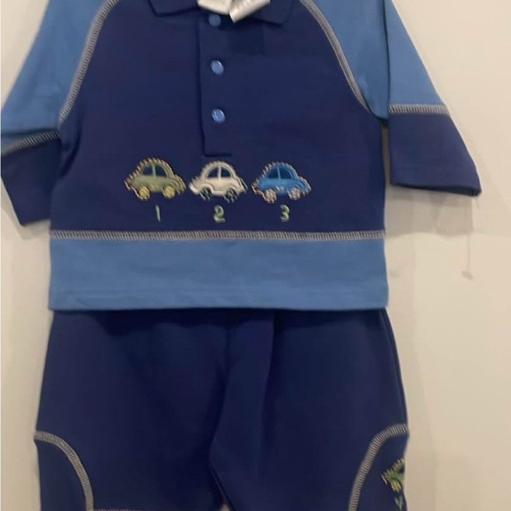 Kids Blue Car-Themed Outfit